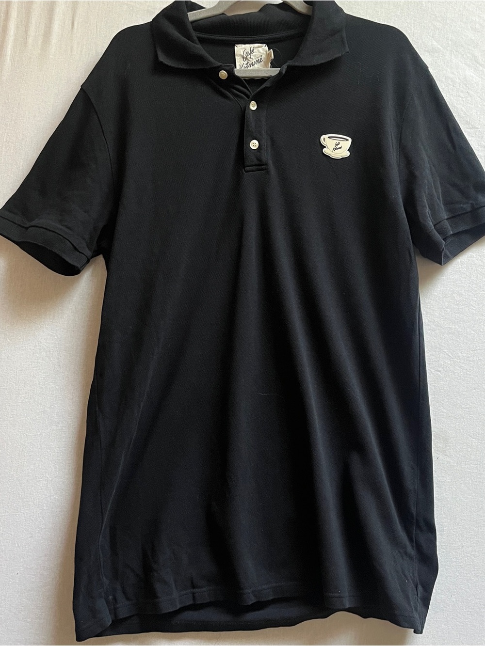 Cafe Kitsune Maison Kitsune Black Coffee Cup Patch Cotton Polo Shirt